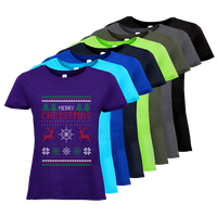 Damen-T-Shirt B&C, Basic - Motiv Weihnachtsstrickpulli, Farbauswahl