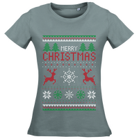 Damen-T-Shirt Russell, Organic - Motiv Weihnachtsstrickpulli