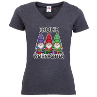 Damen-T-Shirt FOTL, Basic V-Neck - Motiv Weihnachtswichtel