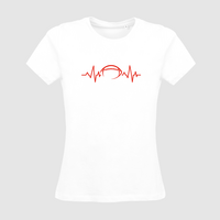 Damen-T-Shirt B&C, Organic - Motiv American Football EKG-Linie