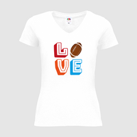 Damen-T-Shirt FOTL, Basic V-Neck - Motiv American Football Love