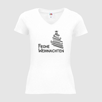 Damen-T-Shirt FOTL, Basic V-Neck - Motiv Frohe Weihnachten