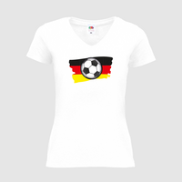 Damen-T-Shirt FOTL, Basic V-Neck - Motiv Fußball Deutschland, Detailansicht