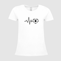 Damen-T-Shirt B&C, Premium - Motiv Fußball EKG-Linie