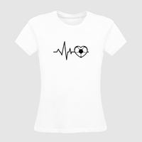 Damen-T-Shirt B&C, Organic - Motiv Fußball EKG-Linie