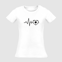 Damen-T-Shirt Russell, Organic - Motiv Fußball EKG-Linie