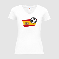 Damen-T-Shirt FOTL, Basic V-Neck - Motiv Fußball Spanien