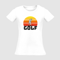 Damen-T-Shirt Russell, Organic - Motiv Golf Sonnenuntergang