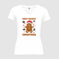 Damen-T-Shirt FOTL, Basic V-Neck - Motiv Lebkuchen