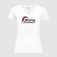 Damen-T-Shirt FOTL, Basic V-Neck - Motiv Merry Christmas