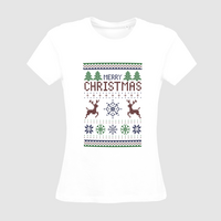 Damen-T-Shirt B&C, Organic - Motiv Weihnachtsstrickpulli