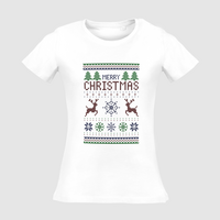 Damen-T-Shirt Russell, Organic - Motiv Weihnachtsstrickpulli