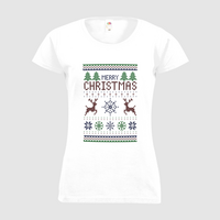 Damen-T-Shirt FOTL, Basic Rundhals - Motiv Weihnachtsstrickpulli