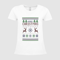 Damen-T-Shirt B&C, Premium - Motiv Weihnachtsstrickpulli