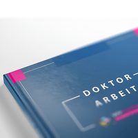 Doktorarbeit mit Hardcover-Bindung, farbig bedruckt, Umschlag Blau