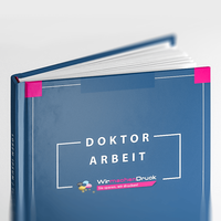 Doktorarbeit mit Hardcover-Bindung, farbig bedruckt, Umschlag Blau