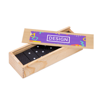 Dominospiel in Holzbox, einseitig 4/0 bedruckt