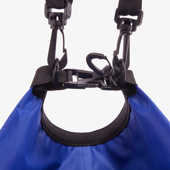 Drybag wasserdicht mit Karabinerhaken 10 l blau Detail Verschluss