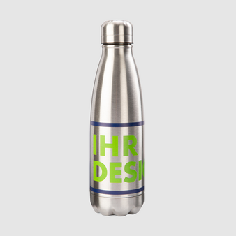 Edelstahlflasche, farbig bedrukct, Motiv, Silber