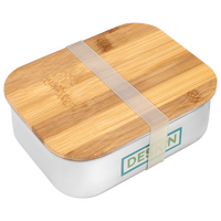 Edelstahl-Lunchbox Draufsicht Tampondruck Silikonband