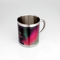 Edelstahltasse mit brillantem Qualitätsdruck, seitliche Henkelansicht