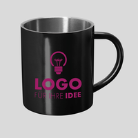 Edelstahltasse Klassik, schwarze Tasse mit Druck