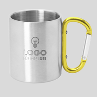 Edelstahltasse Klassik mit Karabinerhaken, gebem Karabiner