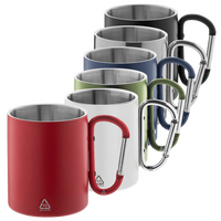 Edelstahltasse mit Karabinerhaken Farbauswahl