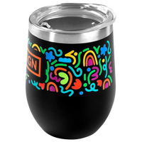 Edelstahl-Thermobecher in bauchiger Form bedruckt