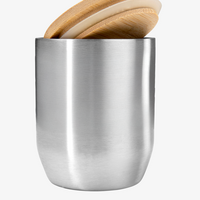 Edelstahl-Thermobecher mit Bambusdeckel unbedruckt