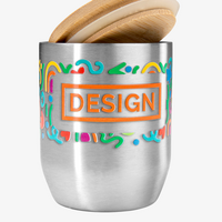 Edelstahl-Thermobecher mit Bambusdeckel bedruckt