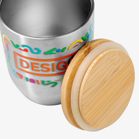 Edelstahl-Thermobecher mit Bambusdeckel bedruckt