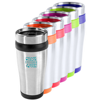 Edelstahl-Thermobecher mit farbigen Elementen bedruckt