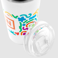 Edelstahl-Thermobecher mit Kunststoffüberzug bedruckt