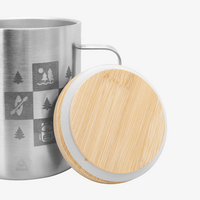 Edelstahl-Thermotasse Bambusdeckel