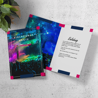 Karte offen und geschlossen, farbig bedruck, liegend