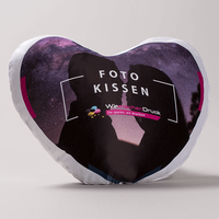 Kissen Herz Form, farbig bedruckt, stehend