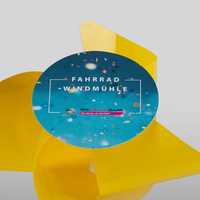 Windmühle, gelb, farbig bedruckt, mit Halterung