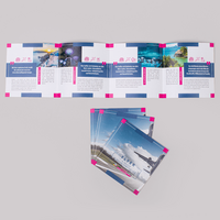 Faltblatt gefalzt auf Quadrat 10,5 cm x 10,5 cm vertikaler 3-bruch Fensterfalz 8-seitig farbig bedruckt liegend