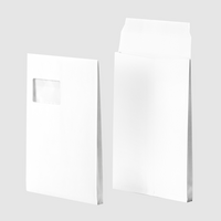 Faltentasche mit Klotzboden (32,4 x 22,9 x 2 cm), haftklebend mit Fenster, unbedruckt weiß