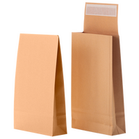 Faltentasche mit Klotzboden (35,3 x 25 x 4 cm), haftklebend ohne Fenster, unbedruckt braun