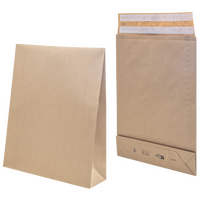 Faltentasche mit Klotzboden (50 x 40 x 10 cm), doppelte Haftklebung ohne Fenster, unbedruckt braun