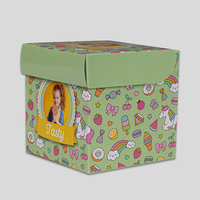 Faltschachtel mit Klickverschluss (8,8 x 8,8 x 8,8 cm) einseitig bedruckt, Seitenansicht