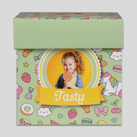 Faltschachtel mit Klickverschluss (8,8 x 8,8 x 8,8 cm) einseitig bedruckt, Vorderseite