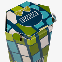 Faltschachtel Sechseck (3,6 x 3,6 x 18 cm), Detailansicht