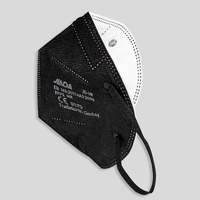 FFP2 Maske unbedruckt, schwarz, zertifiziert, Seitenansicht, Innenansicht