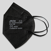 FFP2 Maske unbedruckt, schwarz, zertifiziert, Seitenansicht