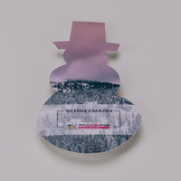 Firmenschild, farbig bedruckt, Schneemann Form, liegend