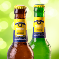 Etikett, farbig bedruckt, Flaschen