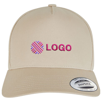 FLEXFIT - 5-Panel Curved Classic Snapback Cap, vorne mit Stick